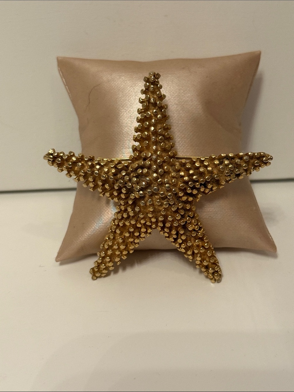 De Nicola Brooch Vintage Gold Starfish Textured MCM Brutalist 3” Statement